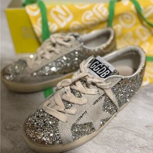 Kids Glitter Sneakers - Silver and Cream